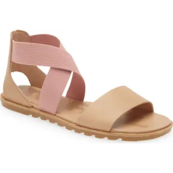 Sorel Ella II Honest Beige Eraser Pink Sandals Size 10 New - Picture 1 of 8